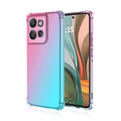 WBWONE Silikon Hülle für Motorola Moto G75 5G Case, Handyhülle Transparent Dünne Weiche Gradient TPU Soft Stoßfest Durchsichtige Schutzhülle Cover Bumper (Rosa Grün) von WBWONE