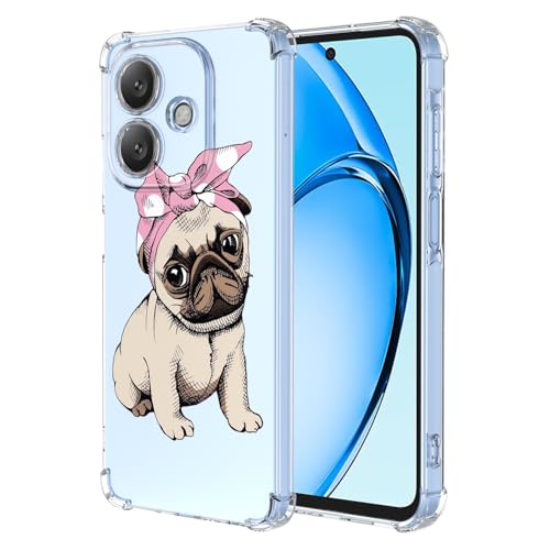 WBWONE Silikon Hülle für Oppo A40 4G Case, Handyhülle Dünne Weiche Gemalte Drucke TPU Soft Stoßfest Durchsichtige Schutzhülle Cover Bumper (Mops) von WBWONE