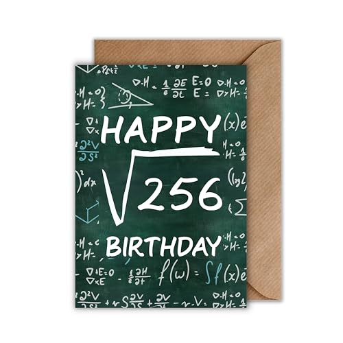 16 Geburtstag Karte mit Umschlag - Witzige Geburtstagskarte Mathe “Happy square Root of 256 Birthday” Glückwunschkarte Mathematik Geschenkkarte zum sechzehnten Geburtstag Happy Birthday Karte (DIN A6) von WBdesignz