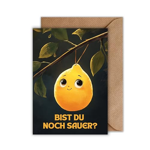 Entschuldigung Karte mit Umschlag - Wiedergutmachung Reuekarte "Bist du noch sauer?" Sorry-Karte Versöhnung Humorvolles Motiv Nideliche Zitrone (DIN A6) von WBdesignz