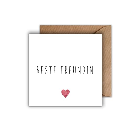 WBdesignz Beste Freundin Karte mit Umschlag - Geschenkkarte “Beste Freundin” Freundschaft Karte Freundinnen (125 x 125 mm) von WBdesignz