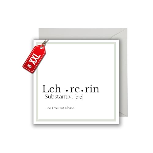 WBdesignz Geburtstagskarte mit Umschlag - Lexikon Lehrerin Abschied Klassenlehrerin Geschenk Schule Karte Geschenkkarte (XXL 22cm x 22cm) von WBdesignz