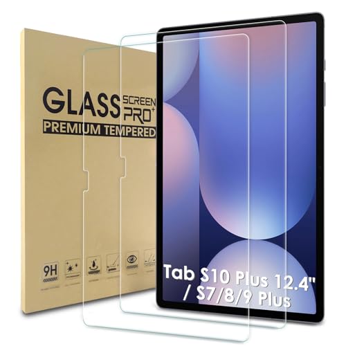 WD&CD 2 Pack Schutzfolie kompatibel mit Samsung Galaxy Tab S10 Plus 12.4" / S7/8/9 Plus, 2.5D Tempered glass screen protector, 9H hardness【Anti Scratch】【Bubble Free】 von WD&CD