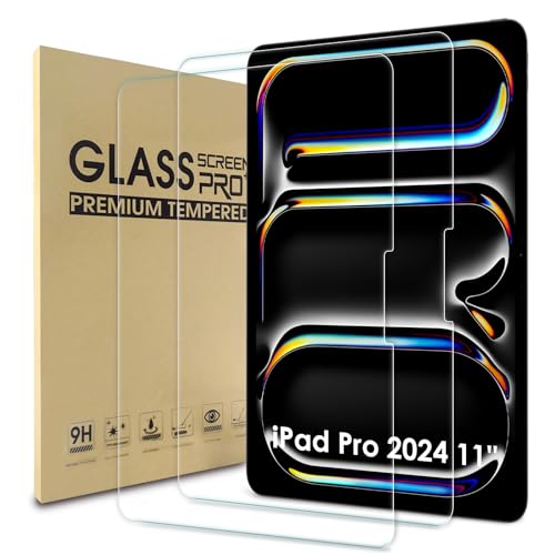 WD&CD 2 Pack Schutzfolie kompatibel mit iPad Pro 2024 11'', 【2.5D Tempered glass screen protector】【Anti Scratch】【Bubble Free】 von WD&CD