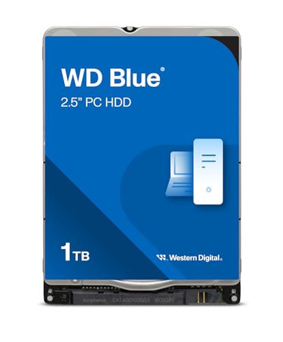 WD Blue 1 TB 2,5 Zoll (interne HDD, PC-Festplatte, hohe Zuverlässigkeit, SATA 6 Gbit/s-Schnittstelle, 128 MB Cache, SMR, 5.400 U/min) Blau von Western Digital