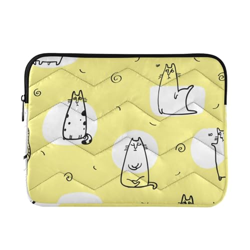 Laptop-Hülle, 33-35,6 cm, stilvolle Laptop-Hülle, Katze, niedlich, gelb, Reise-Laptop-Tasche, Handtasche für Männer und Frauen von WDdZzyy