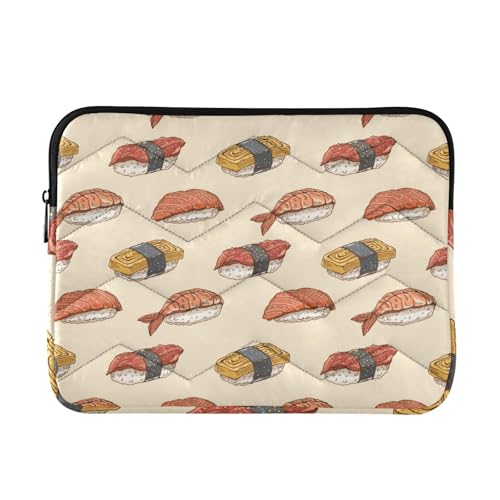 Laptop-Hülle, 33-35,6 cm, stilvolle Laptop-Tasche, Aktentasche, Beige, Sushi, Lebensmittel, Computerhülle mit Reißverschluss, für Männer und Frauen von WDdZzyy