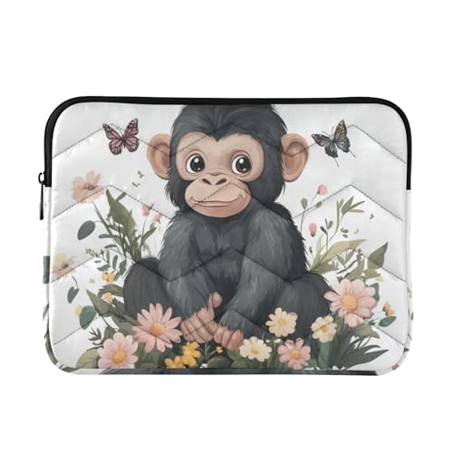 Laptop-Hülle, 38,1 - 40,6 cm, klassische Laptop-Hülle, niedliches Rhinopithecus, weiß, Reise-Laptop-Tasche für Männer und Frauen von WDdZzyy