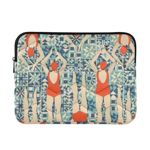 Laptop-Schutzhülle, 33 - 35,6 cm, prägnante Laptop-Aufbewahrungstasche, Retro, Schwimmen, Damen, blaue Tasche mit Reißverschluss für Männer und Frauen von WDdZzyy