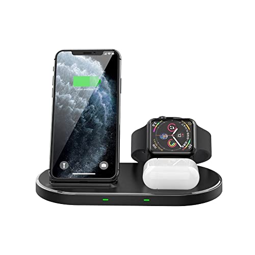 WE Apple 3-in-1 Induktions-Dock für iPhone/AirPods/Apple Watch – Schwarz von WE