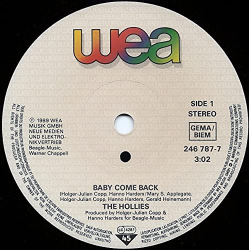 Baby Come Back/Hillsborough(7" Vinyl Single)(1989)(WEA 246787-7) von WEA Records
