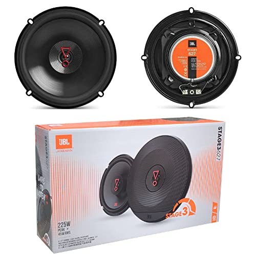 2 Lautsprecher JBL STAGE3 627 koaxial 2 Wege 6,5" 16,00 cm 160 mm 45 watt rms 225 watt max impedanz 3 ohm 92 db spl Auto, pro Paar von WEB