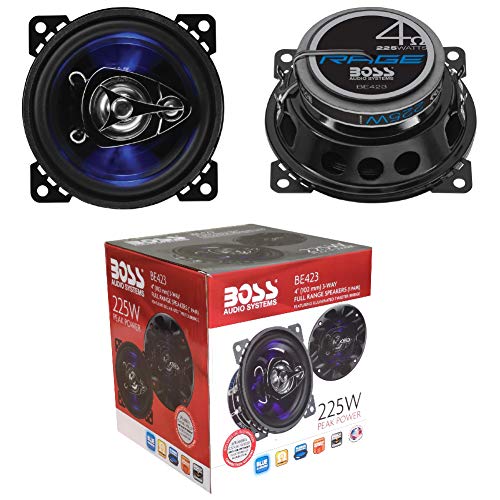 2 Lautsprecher kompatibel mit BOSS Audio Systems BE423 BE 423 3 Wege koaxialkabel 10,00 cm 100 mm 4" Durchmesser 112 watt rms und 225 watt max 4 ohm 90 db mit Blauer led und gummifederung, pro Paar von WEB