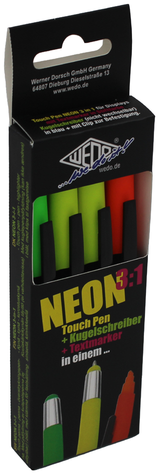 WEDO Eingabestift 3-in-1 NEON, 4er Etui von WEDO