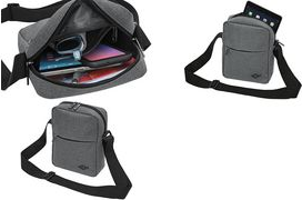 WEDO Umhängetasche Little Messenger Bag COLLEGE, graumeliert aus Polyester, Leinenoptik, kleine Messengertasche, 2 Reiß - 1 Stück (59 350512) von WEDO