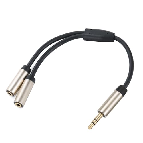 WEIDN Kopfhörer-Splitter für Computer, 3,5-mm-Stecker auf 2 doppelte 3,5-mm-Buchsen, Y-Splitterkabel, Smartphone-Kopfhörer-Adapter von WEIDN