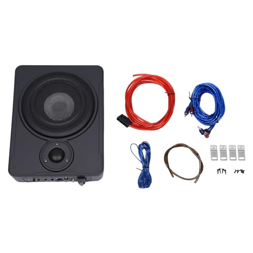 WEIGR Aktiv Subwoofer für Auto 600W Autoradio Ultradünner 12V,8 Zoll Auto KFZ Untersitz Subwoofer mit eingebautem Verstärker, Netzkabel,Audio Subwoofer für Auto/LKW von WEIGR