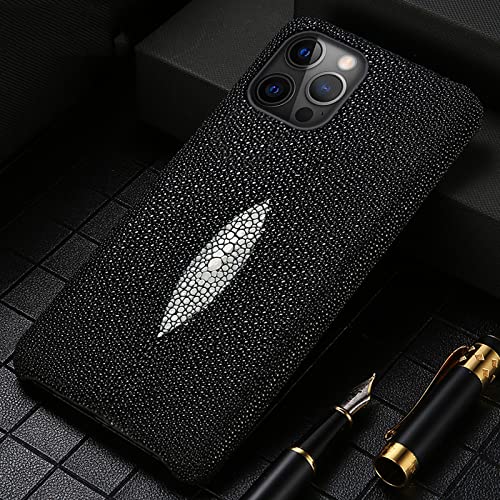 WEIHUAD Luxuriöse Schutzhülle aus Leder mit Litschi-Muster für iPhone 12, 11, 13, 14 Pro Max, 14Pro, 13 Mini, X, XR, XS, 6, 6S, 8, 7 Plus, 5, 5S, SE 2020, Schwarz, für iPhone 11 von WEIHUAD