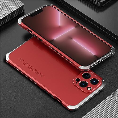 WEIHUAD Metallhülle für iPhone 14, 12, 13, 11 Pro Max, stoßfeste Rückseite, Rot und Silber, für iPhone 11 von WEIHUAD