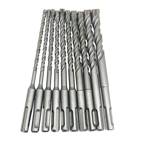 Hammerbohrer Steinmauer-Bohrkrone, 1 Sets SDS-Plus Bohrhammer 160mm SDS Plus Bohrer Set YG8 Hartmetall Stahl Steinbohrer for Beton Zubehör(10pcs) von WEITINGKKK