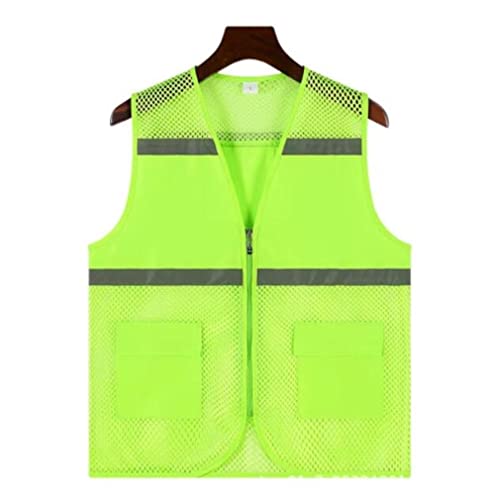 Warnwesten für Männer und Frauen, Reflektierende Mesh-Sicherheitsweste mit hoher Sichtbarkeit, mit Taschenreißverschluss, for freiwillige Bauarbeiter, Sicherheitsweste, Bauweste(Green,XXX-Large) von WEITINGKKK