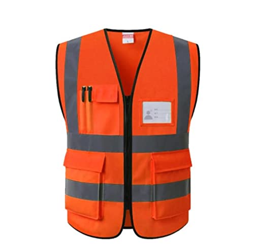 Warnwesten für Männer und Frauen, Reflektierende Sicherheitsweste, gut sichtbare reflektierende Weste, for Laufen bei Nacht, Laufen im Freien, Radfahren, Weste for Bauarbeiten(Orange,XX-Large) von WEITINGKKK