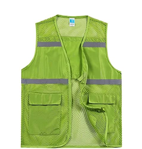 Warnwesten für Männer und Frauen, Warnwesten Warnwesten aus gut sichtbarem Mesh mit Taschen und Reißverschluss, geeignet for Teamaktivitäten oder Nachtfahrten im Baugewerbe(Green,Large) von WEITINGKKK