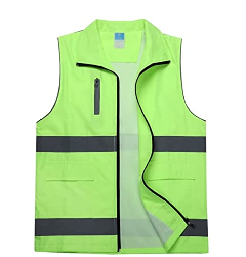 Warnwesten für Männer und Frauen, Warnwesten mit Taschen Warnweste for Arbeiten im Freien, Joggen, Spazierengehen, Passend for Männer und Frauen Bauweste(Green,Large) von WEITINGKKK