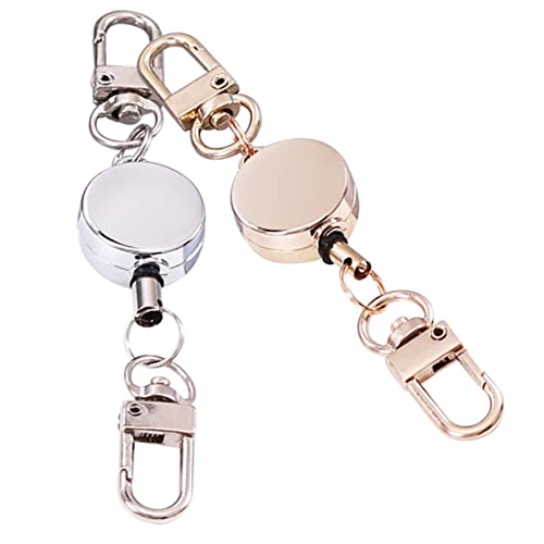 WEKADRIN 2St Einfach zu ziehender Schlüsselring Ausweishalter passieren einziehbare Schnalle retractable keychain key holder key chain Metallschlüsselkette Camping-Schlüsselhalter Legierung von WEKADRIN