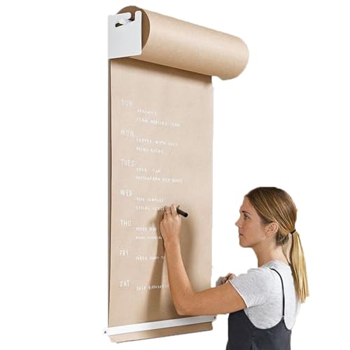 Kraftpapier & Rollen Display, Wandhalterung Kraftpapierrollenhalter, Hängender Notizrollenhalter, Bauernhausdekor, Nachrichtentafelspender, Wandkunst, Rollendisplay(White,127 cm) von WEKONUMEX