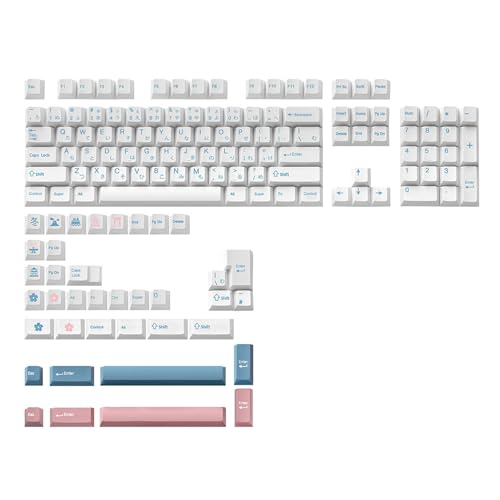 142Keys Tastenkappe, PBT-Färbung, Subbed Keycap-Profil für Tastenabdeckung für mechanische Tastaturen, Winter-Tastenkappen-Set von WELLDOER