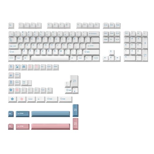 142Keys Tastenkappe, PBT-Färbung, Subbed Keycap-Profil für Tastenabdeckung für mechanische Tastaturen, Winter-Tastenkappen-Set von WELLDOER