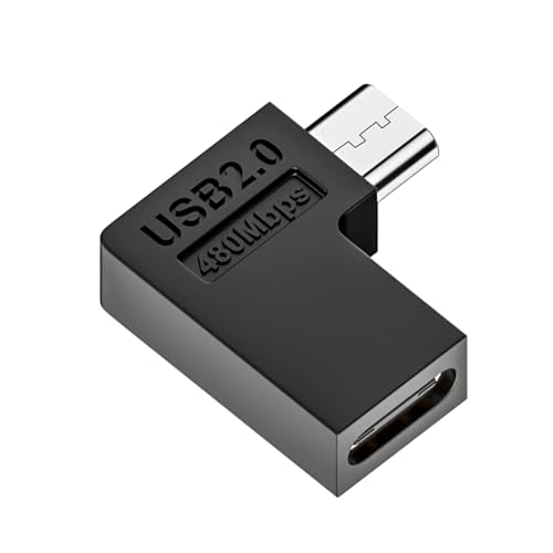 WELLDOER Konverter Typ C Buchse auf Micro-USB-Stecker, 480 Mbit/s, Typ C auf Micro-USB, 90 Grad abgewinkelt, für USB-C-Verlängerungsstecker, unterstützt keine Funktion von WELLDOER