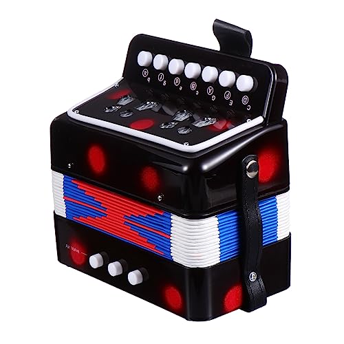 WESIEVYA Mini-Akkordeon Kinderinstrument Akkordeon für Kinder Miniatur Akkordeon musical toy instruments kinder musikinstrumente Beruf Akkordeon Schüler Akkordeon Bauch und Metall Black von WESIEVYA