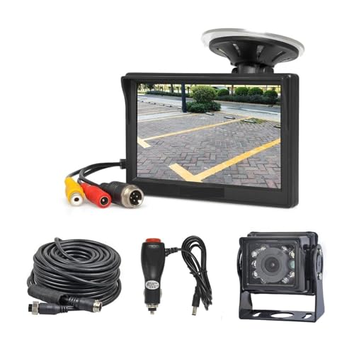 5-Zoll-Reverse-Auto-Monitor, HD, Wasserdicht, IR-Nachtsicht, Backup, Bus, LKW, CCD, Rückfahrkamera, Auto-Ladegerät(10m) von WESLNN