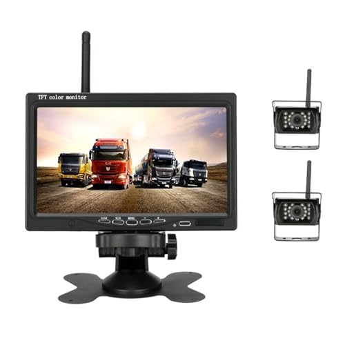 7 "Wireless 1920 * 1080P Auto Monitor TFT Backup Rückansicht Rückfahr Kamera Parkplatz System Hinten Cam Auto DVD for Stamm Bus(with 2 Rear Cameras) von WESLNN