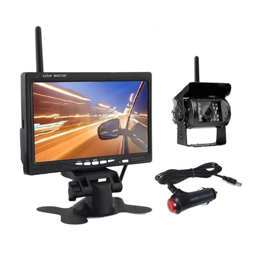 Fahrzeug Drahtlose Rückfahrkamera 7 "HD TFT LCD Fahrzeug Backup Rückfahrkamera Monitor for LKW Bus RV Anhänger Bagger(A with one Camera) von WESLNN