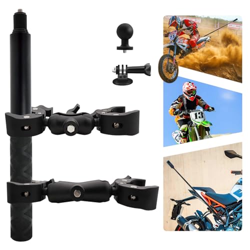 WEWOGA Motorrad Doppelt Klemme Halterung Kit mit 59" Unsichtbarem Selfie Stick kompatibel für Insta 360 X4 X3 X2 X ONE RS R GO 3 Aluminium Legierung Hochbelastbar Lenker Klemme Halterung Zubehör von WEWOGA