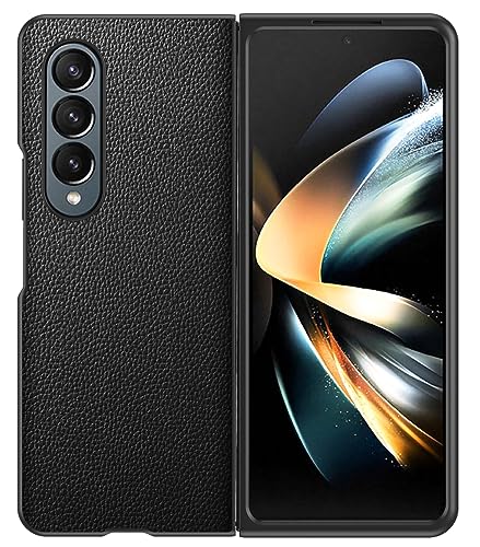 Samsung Z Fold 4 Hülle,Samsung Galaxy Z Fold 4 Premium Lederhülle,Samsung Fold 4 Ultra Dünn Handyhülle Anti-Scratch Stoßfeste Hybrid Schutzhülle Slim Case Cover für Samsung Galaxy Z Fold4 5G,Schwarz von WEYNRBOX