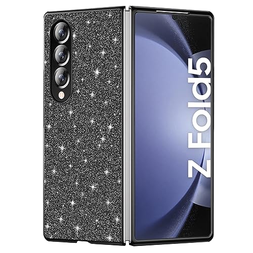 WEYNRBOX Glitzer Hülle Kompatibel mit Samsung Galaxy Z Fold 5 5G – Sparkly Shiny Slim Case Cover für Women –Dünn Stoßfeste Anti-Rutsch Harte PC Handyhülle für Samsung Galaxy Z Fold 5- Glitzer schwarz von WEYNRBOX