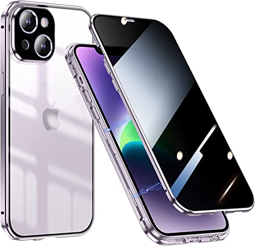 WEYNRBOX Schutzhülle für iPhone 13 Mini, Sichtschutz, Vorder- und Rückseite, magnetischer Metall-Stoßfänger, iPhone 13 Mini, doppelseitiges gehärtetes Glas, 360° Rundumschutz, Anti-Spionage-Handyhülle von WEYNRBOX