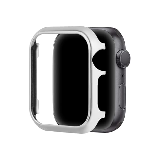 Metall Schutz Hülle Kompatibel mit Apple Watch Series 5 40mm Silber, Glitzer Schutzhülle Aluminium Bumper Uhrenetui Ultradünne Gehäuse Kratzfest Edelstahl Kompatibel mit iWatch 40mm Serie 4/5/6/SE von WFCKPQF