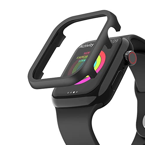 Schutzhülle Metall Kompatibel mit Apple Watch Series 9 45mm, Bling Aluminium Hülle Bumper Edelstahl Gehäuse Gegen Kratze Glitzer Uhrengehäuse Kompatibel mit iWatch 45mm Series 7/8/9, Schwarz von WFCKPQF