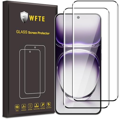 WFTE [2 Stück Schutzfolie für Oppo Reno 12/12 Pro Panzerglas 3D Glasfolie 9H Härte,Anti-Kratzen,Anti-Öl,Anti-Bläschen Schutzfolie Displayschutzfolien kompatibel Oppo Reno 12 -Schwarz von WFTE