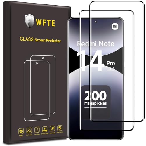 WFTE [2 Stück Schutzfolie für Xiaomi Redmi Note 14 Pro 5G/Xiaomi Poco X7 Panzerglas 3D 9H Härte,Anti-Kratzen,Anti-Öl,Anti-Bläschen Schutzfolie Displayschutzfolien kompatibel mit Redmi Note 14 Pro von WFTE