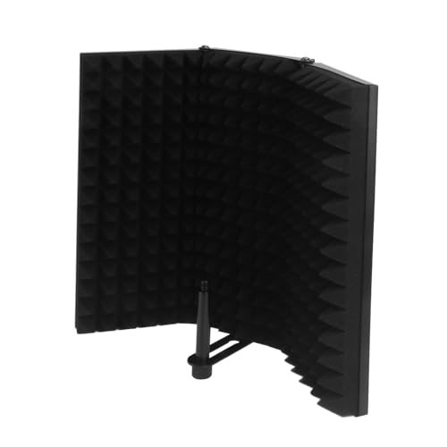 WHAMVOX Mikrofon-Windschutz 3-Panel-Filter Mikrofon akustische Abschirmung Mikrofon-Schallschutz sound isolation tonstudio Mikrofone schalldämmende Abdeckung faltbares Schild Schwamm Black von WHAMVOX