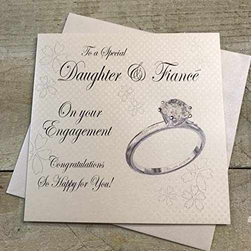 WHITE COTTON CARDS To A Special Daughter & Fiancé On Your Engagement, Handgefertigte Verlobungskarte, Code PD9D, Beige, 16 x 16 cm von WHITE COTTON CARDS