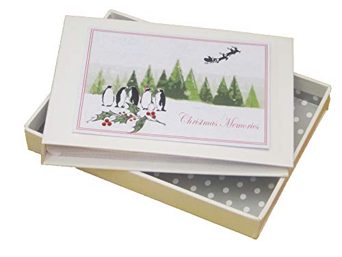 White Cotton Cards XT4T Fotoalbum mit Weihnachtsmotiv, fliegender Weihnachtsmann und niedlicher Pinguin-Fotoalbum von WHITE COTTON CARDS