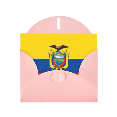 Grußkarte mit rosa WHJDPP Flagge von Ecuador – hochwertiges Perlglanz-Papier mit Perlglanz und schillerndem Funkel-Effekt von WHJDPP