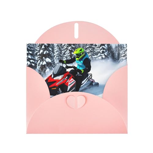 Pink WHJDPP Advanced Snowmobile Prints Grußkarte – hochwertiges Perlglanz-Papier mit Perlglanz und schillerndem Funkeleffekt von WHJDPP